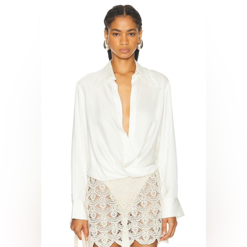 BEAUFILLE Lewis Blouse Sz M In Pearl White Designer